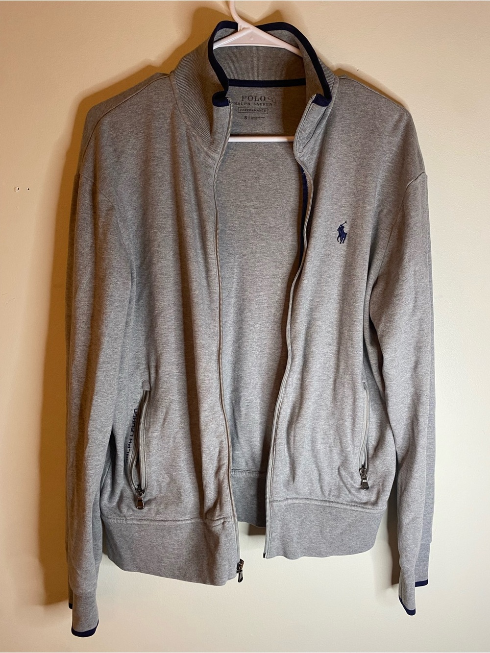 Polo by Ralph Lauren Heather Gray Zip-Up Jacket with Navy Pony